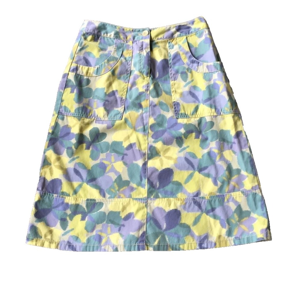 J Jill Skirt Womens 2P PXS Floral Print‎ A Line Midi 100% Cotton Casual Chino